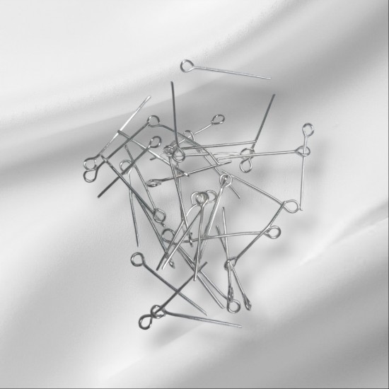 Пины с петлей 25мм цв. серебро, цена за 10 гр